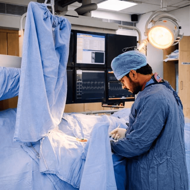 Dr. Vamshi Vaskula performing cardiac procedure